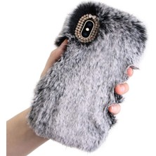 TahTicMer Reeder P13 Uyumlu Kılıf Peluş Tüylü Swarovski Taşlı Pofuduk Silikon Kapak Tpu