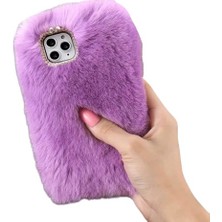 TahTicMer Realme C21Y Uyumlu Kılıf Peluş Tüylü Swarovski Taşlı Pofuduk Silikon Kapak Tpu