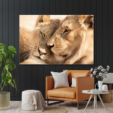 SML Tablo Ormanlar Kralı Aslan ve Ailesi Doğa Hayvan Kanvas Tablo