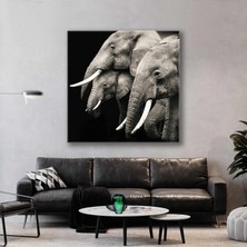 SML Tablo Fil Ailesi Orman Doğa Sevimli Aile Kanvas Tablo