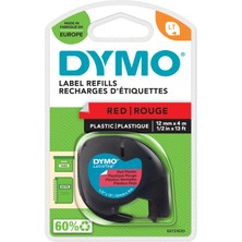 Dymo S0721630 Letratag Plastik Şerit ( 12 mm x 4 mt ) , Kırmızı (59424) 91203