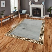 Dericibey Gri Gold Bordürlü Peluş Halı 80 x 150 cm