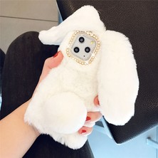 TahTicMer Casper Vıa E30 Uyumlu Kılıf Peluş Tüylü Swarovski Taşlı Tavşan Kulaklı Silikon Kapak Tpu