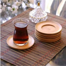 Çanak Sepeti Bambu 6'lı Yuvarlak Çay Tabağı Bardak Altlığı