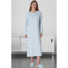 Mecit Pijama Mecit 5824 Mavi Büyük Beden Kadın Gecelik