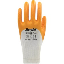 Beybi KN350 Flex Sarı Pamuk Nitril İş Eldiveni 10 Beden 12 Çift