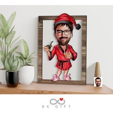 Bk Gift Kişiye Özel Yeni Yıl Karikatürlü 3D Ahşap Tablo-8