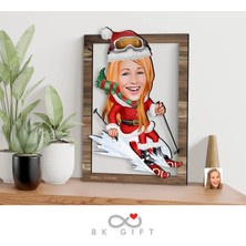 Bk Gift Kişiye Özel Yeni Yıl Karikatürlü 3D Ahşap Tablo-1