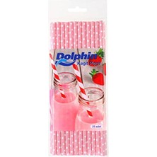Gizpak Kağıt Pipet Pembe Puantiyeli 25"li