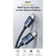 Baseus 2 Metre 100W Super Hızlı Type C To Type C Şarj ve Data Kablosu, Güçlendirilmiş Halat Kablo