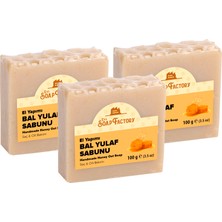 The Soap Factory İpek Seri El Yapımı Bal Yulaf Sabunu 100 g x 3 Adet (Toplam 300 g) - Lüks - Çevre Dostu - Bütün Cilt Tiplerine Uygun - Soğuk Sıkım - Üstün Cilt Bakımı - Bitkisel