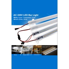 Hazar Led 220 Volt 4014 Çubuk Led 1M Kasalı Dim Edilebilir Bar Led Beyaz-Opak Cam