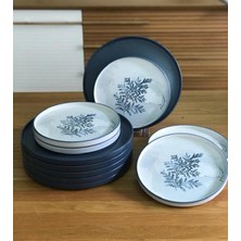 Keramika Blue Magic 12 Parça 6 Kişilik Servis Takımı Mavi Beyaz Mat