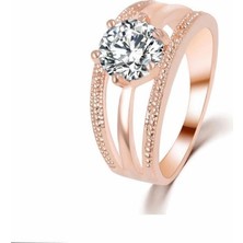 Profisher Elmas Zirkon Rose Gold Kaplama Anelli Çiçek Yüzük  9 (49MM)