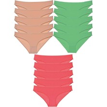 Royaleks 15 adet Süper Eko Set Likralı Kadın Slip Külot Ten Yeşil Fuşya