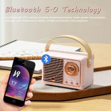 Retro Hifi Stereo Bluetooth V5.0 Hoparlör Taşınabilir Kablosuz Eski Hoparlör 3 W Tam Aralıklı 50 Hz-20 Khz Müzik Çalar (Yurt Dışından)