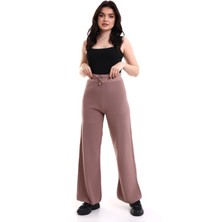 Modaness Kadın Palazzo Triko Pantolon Pudra
