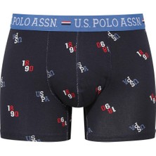 U.S. Polo Assn. Erkek Modal Indigo - Lacivert Baskılı 2'li Boxer 80487