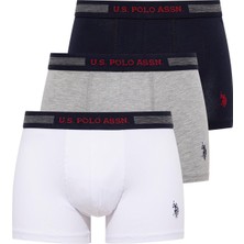 U.S. Polo Assn. Erkek Lacivert - Beyaz - Gri Melanj 3'lü Boxer 90004