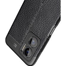 Case 4U Xiaomi Redmi Note 11E Uyumlu Kılıf Rugan Armor Deri Görünümlü Yüksek Kalite Silikon Niss Siyah