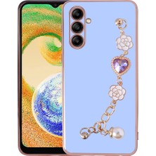 Case 4U Samsung Galaxy A13 5G Uyumlu Kılıf El Tutamaçlı Kamera Korumalı Zincirli Taka Silikon Kapak Mor