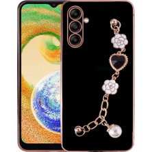 Case 4U Samsung Galaxy A13 5G Uyumlu Kılıf El Tutamaçlı Kamera Korumalı Zincirli Taka Silikon Kapak Siyah