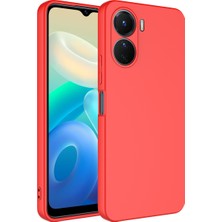 Case 4U Vivo Y16 Kılıf Kamera Korumalı Içi Kadife Logosuz Mara Lansman Silinebilir Kılıf Kırmızı