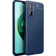 Case 4U Xiaomi Redmi Note 11E Uyumlu Kılıf Rugan Armor Deri Görünümlü Yüksek Kalite Silikon Niss Lacivert