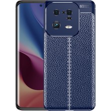 Case 4U Xiaomi Mi 13 Pro Uyumlu Kılıf Rugan Armor Deri Görünümlü Yüksek Kalite Silikon Niss Lacivert