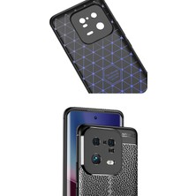 Case 4U Xiaomi Mi 13 Pro Uyumlu Kılıf Rugan Armor Deri Görünümlü Yüksek Kalite Silikon Niss Lacivert