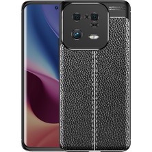 Case 4U Xiaomi Mi 13 Pro Uyumlu Kılıf Rugan Armor Deri Görünümlü Yüksek Kalite Silikon Niss Siyah