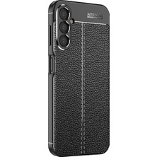 Case 4U Samsung Galaxy A14 Uyumlu Kılıf Rugan Armor Deri Görünümlü Yüksek Kalite Silikon Niss Siyah