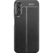 Case 4U Samsung Galaxy A14 Uyumlu Kılıf Rugan Armor Deri Görünümlü Yüksek Kalite Silikon Niss Siyah