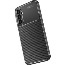 Case 4U Samsung Galaxy A34 Uyumlu Kılıf Rugged Armor Karbon Desenli Lüx Negro Silikon Arka Kapak Siyah