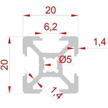 Hobi Mekatronik 20X20 Sigma Profil  (6mm Kanal) 600MM