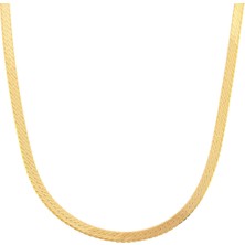 Moom Mücevherat Kadın 14 Ayar Altın Geniş Italyan Ezme Zincir