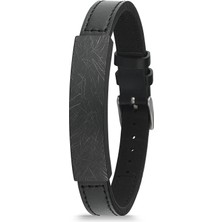 FRNCH 316L Çelik Siyah Renkli Deri Erkek Bileklik FRJ11782-1882-S