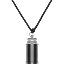 FRNCH 316L Çelik Siyah Ipli Siyah Renkli Erkek Kolye FRJ30526-626-B