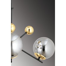 Esslight Beste 3 Lü gold füme glop camlı avize