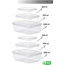 Aes Home Nare  Dikdörtgen Sızdırmaz Hava Almaz Erzak Saklama Kabı Şeffaf 0,35 Lt x 2- 0,67 Lt x 2- 1,20 Lt x 2 (6 Lı Set)