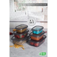 Aes Home Nare  Dikdörtgen Sızdırmaz Hava Almaz Erzak Saklama Kabı Füme 0,35 Lt x 2- 0,67 Lt x 2- 1,20 Lt x 2 (6 Lı Set)