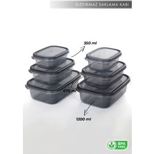 Aes Home Nare  Dikdörtgen Sızdırmaz Hava Almaz Erzak Saklama Kabı Füme 0,35 Lt x 2- 0,67 Lt x 2- 1,20 Lt x 2 (6 Lı Set)