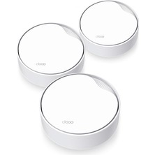 TP-Link Deco X50-PoE(3-pack), AX3000 Mbps, PoE Destekli, Dual-Band, 2,5Gbps Ethernet Portu, 150 Cihaza Kadar Bağlantı, 600 m² 'ye Kadar Kapsama, Mobil Uygulama ile Kolay Kurulum, Wi-Fi 6 Mesh Sistemi