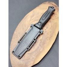 24 cm Sert Kılıflı Siyah Testere Ağızlı Yeni Avcı Bıçağı Paslanmaz Çelik