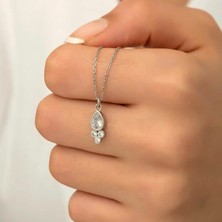 KENPAZAR Kurra Store 925 Ayar Gümüş Çiğ Damlası Tektaş Kadın Gümüş Kolye