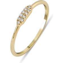Kairos Jewelry 14 Ayar Altın Minimal Taşlı Çizgi Yüzük