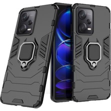 Microcase Xiaomi Redmi Note 12 (Global) Batman Serisi Yüzük Standlı Armor Kılıf - Siyah AL3349