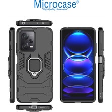 Microcase Xiaomi Redmi Note 12 (Global) Batman Serisi Yüzük Standlı Armor Kılıf - Siyah AL3349