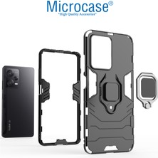 Microcase Xiaomi Redmi Note 12 (Global) Batman Serisi Yüzük Standlı Armor Kılıf - Siyah AL3349