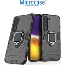 Microcase Samsung Galaxy S23 Batman Serisi Yüzük Standlı Armor Kılıf - Siyah AL3349